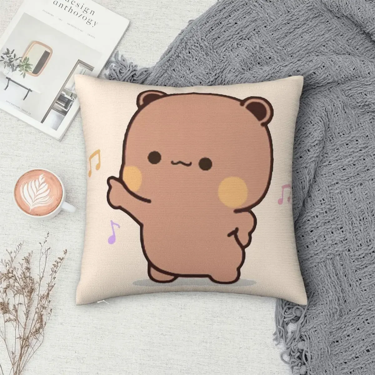 Panda And Brownie Bear Couple Pillowcase Polyester Pillows Cover Cushion Comfort Throw Pillow Sofa Decorative Cushions Used