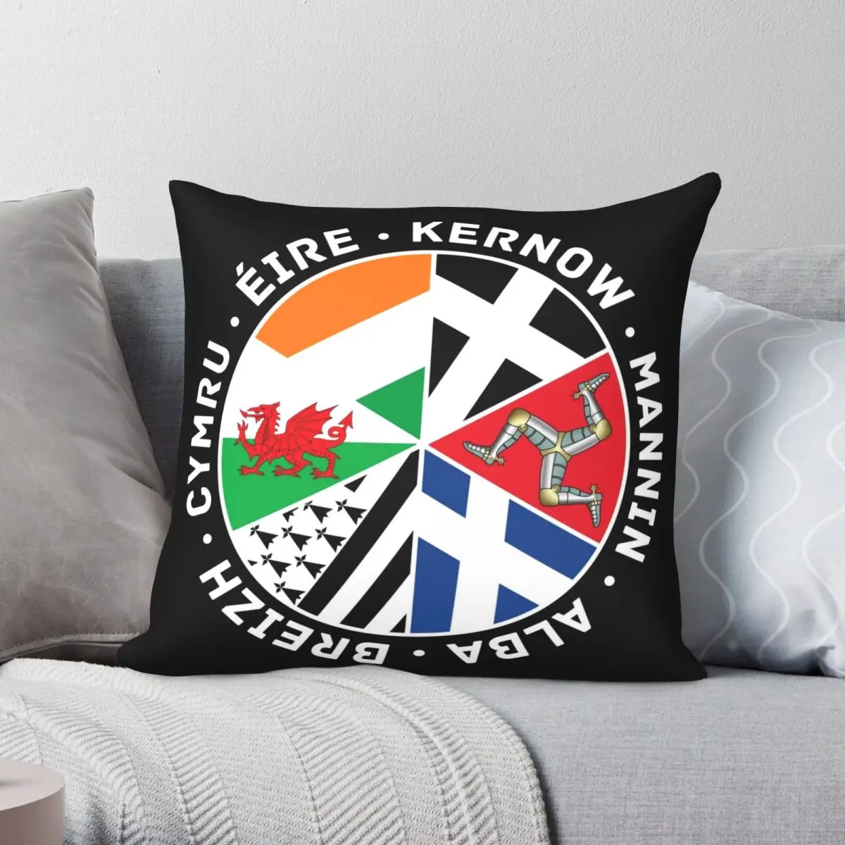 Celtic Nations Flags Wales Square Pillowcase Polyester Linen Velvet Pattern Zip Decor Room Cushion Case