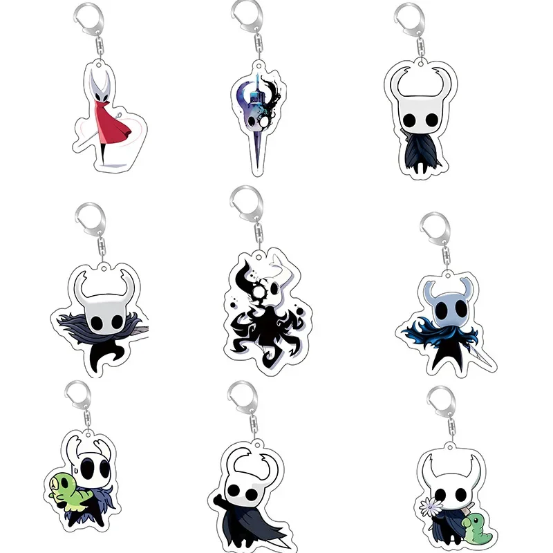 20pcs/lot Game Hollow Knight Keychain Cartoon Character Ornament Key Chain Arcylic Pendant Clothing Gifts For Men Women llaveros