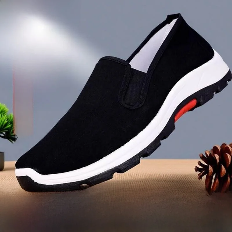 Men's Casual Wear Resistant Anti-slip Work Cloth Shoes round Mouth Shoes Black Cloth Shoes for Middle-aged And Elderly