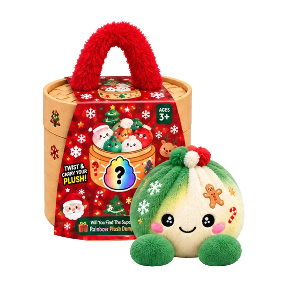 Soft Plush Stuffed Dumpling Squishies Fidget with Steamer Giant Christmas Dumpling Pillow Stress Relief Stuffed Steamed Bun Toy