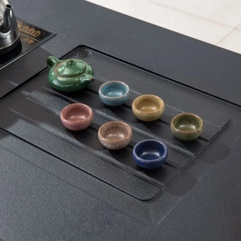 Fiery stone panel coffee table TV cabinet, dining table countertop household turntable Kung Fu tea table
