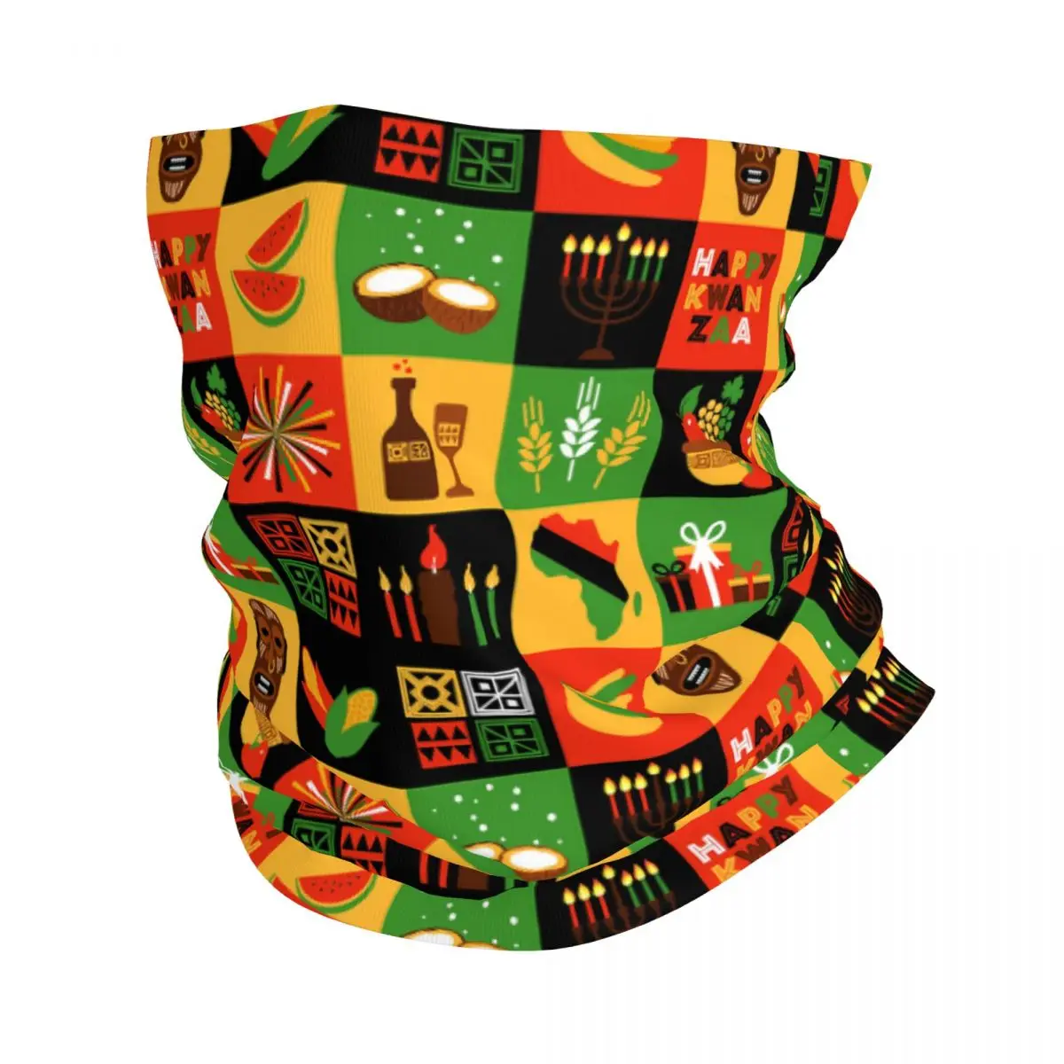 Traditional Symbols Thin Bandana Neck Gaiter African Ethnic Wrap Scarf Headband Neck Cover