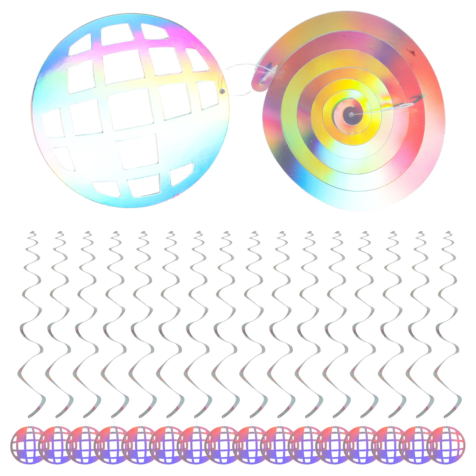 

30Pcs Holographic Disco Spiral Hanging Decorations Retro 70S Theme Party Supplies Lightweight Easy Install Longlasting