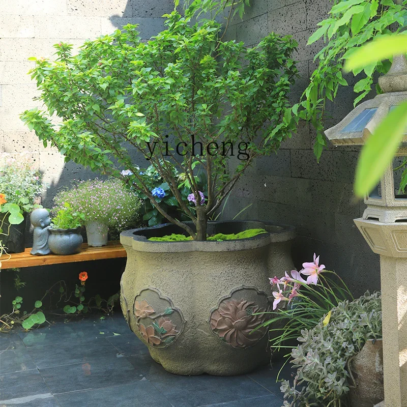 L7-15 courtyard landscaping outdoor flower pot large flower tank balcony garden planting flower pool water nourishment ornament