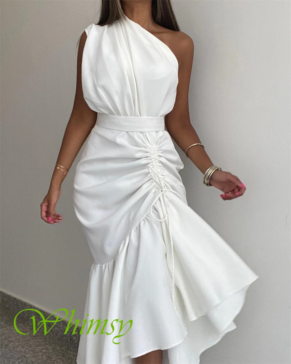 تخصيص بسيط جيرسي حورية البحر مساء اللباس حساسة واحد الكتف حفلة موسيقية فساتين رسمية بلا أكمام فساتين المناسبات الخاصة