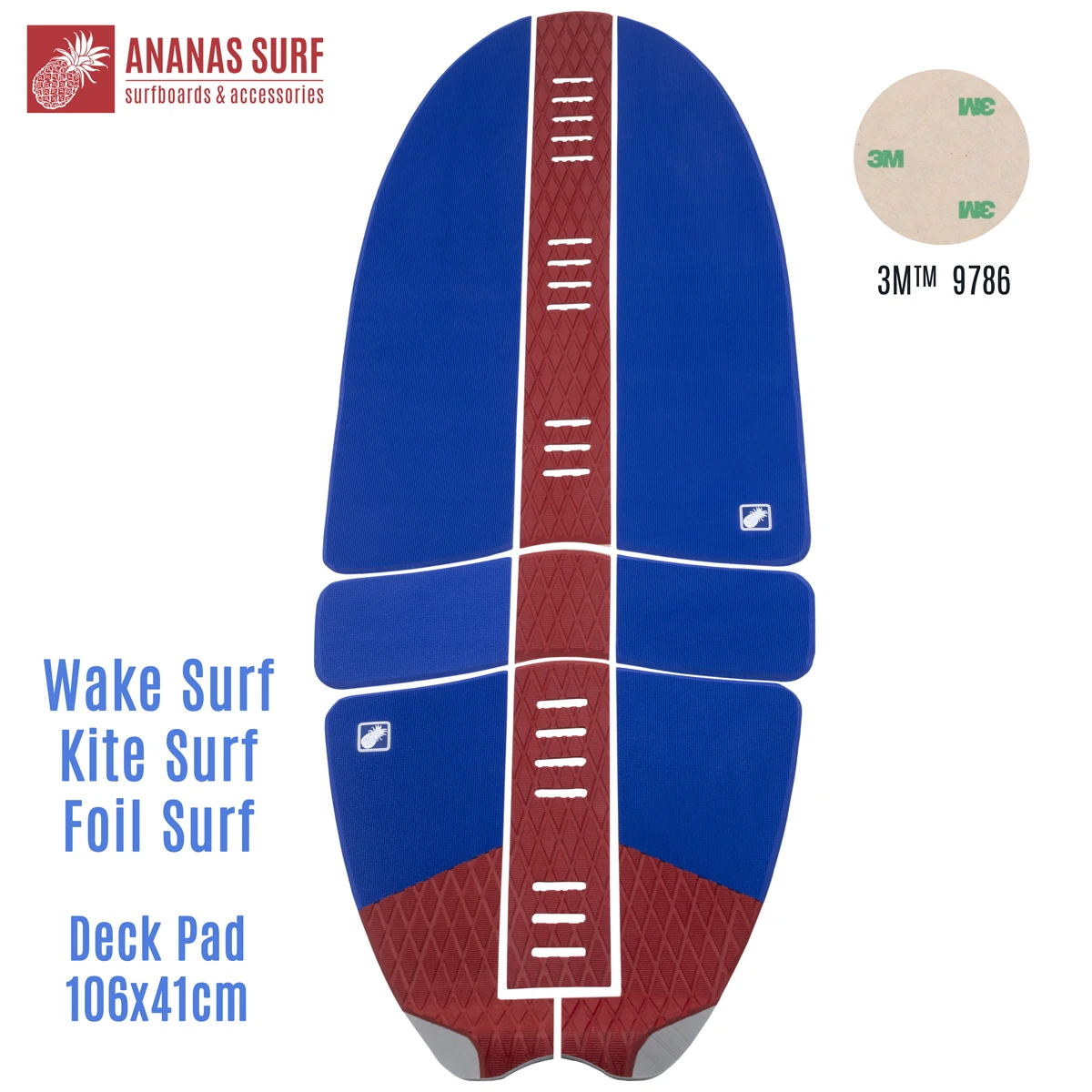 Ananas Surf Wakesurf Skimboard Foilboard Kitesurfboard Deck Carpets Pads Set EVA Nonslip Traction Front Tail Grip Pad