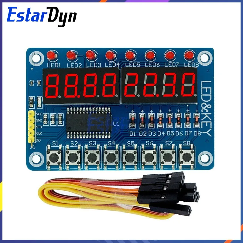 Tampilan Kunci Modul Estardyn TM1638 untuk AVR Arduino Tabung LED Digital 8-Bit Baru 8-Bit