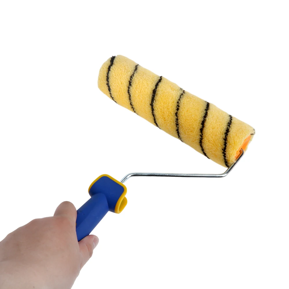 Industrial DIY tiger stripe acrylic roller brush black plastic handle can be customized to sample custom spray paint wholesale