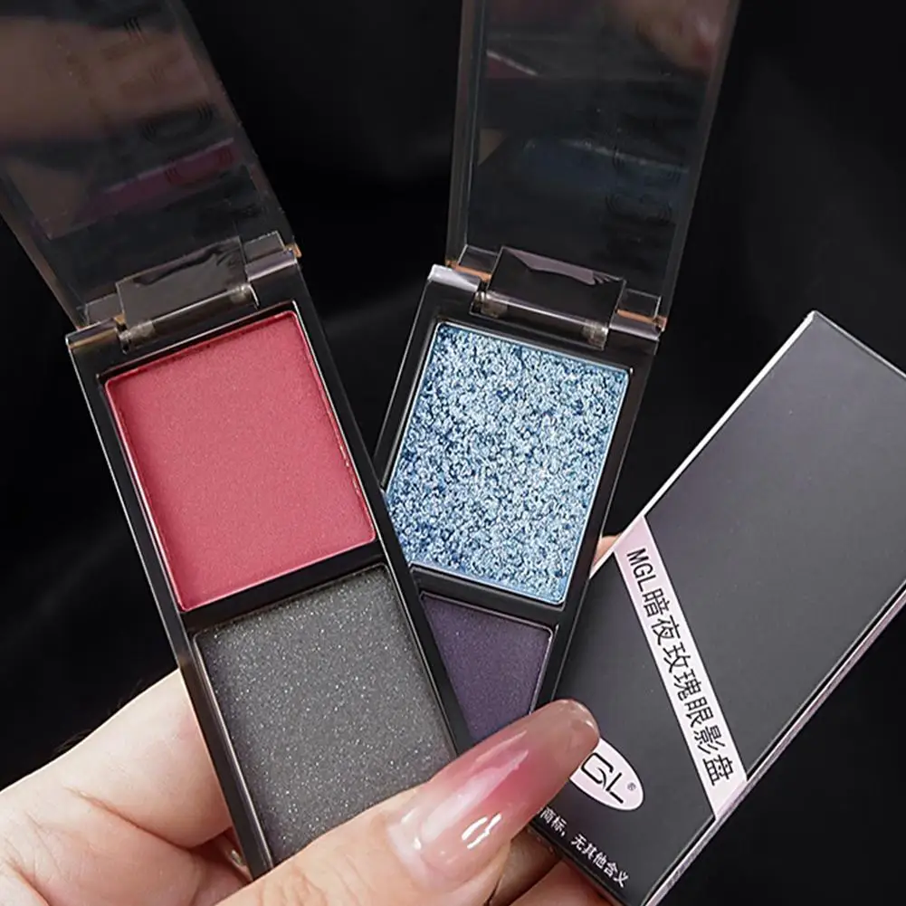 2-Color أحمر أسود سموكي عينيه لوحة ماتي ولامع ظلال العيون الظلام الشرير عيون الصباغ حفلة الهالوين ماكياج 2026 جديد