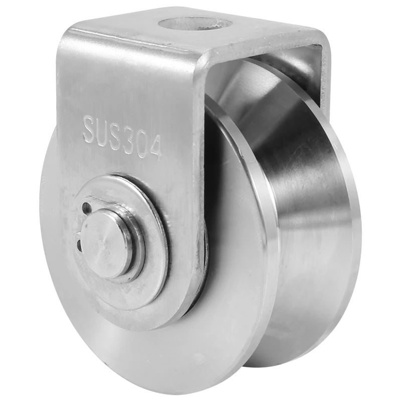 ●2 Inch V Type Pulley Roller 304 Stainless Steel Sliding Gate Roller Wheel Bearing for Material Handling and Moving