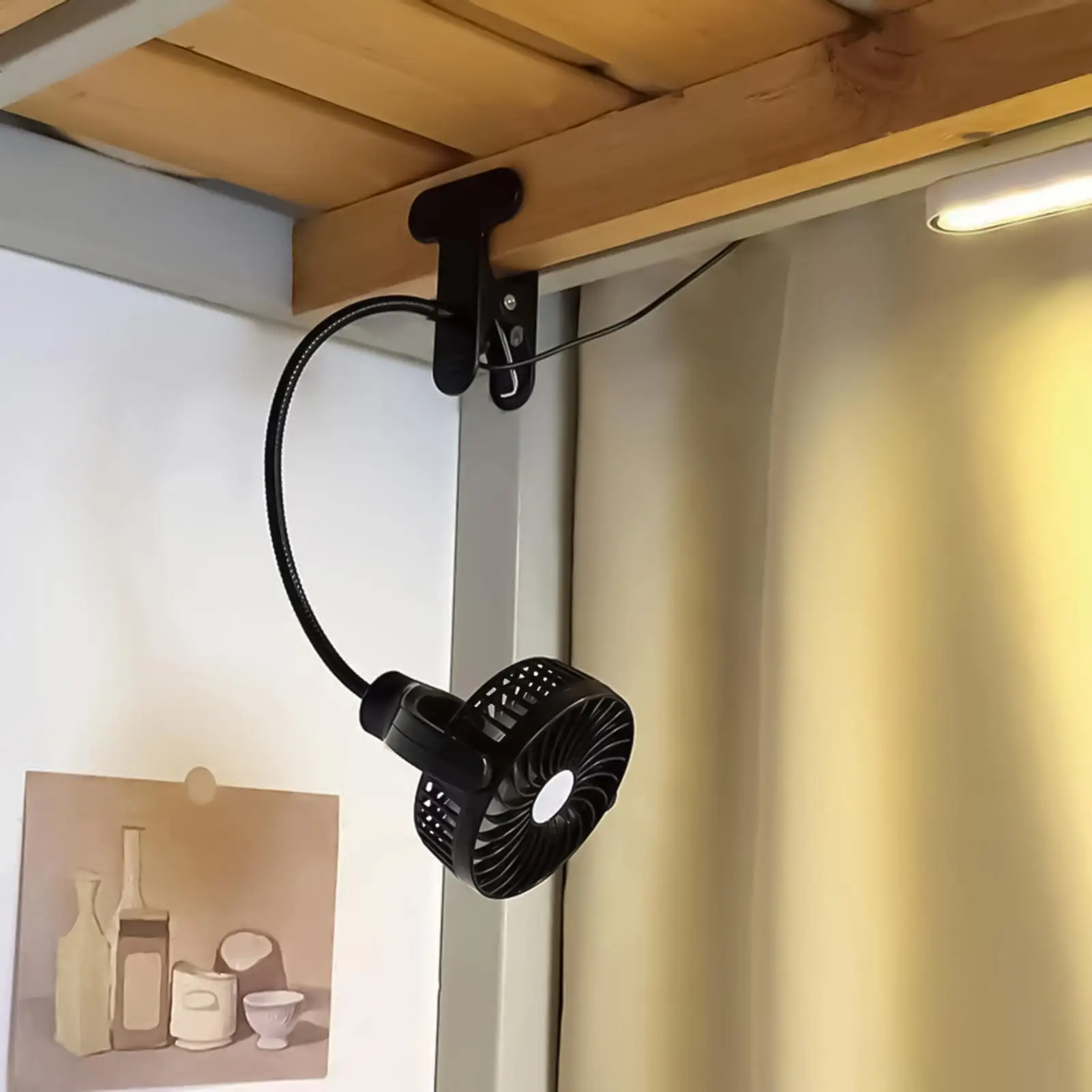 Portable Fan Clip on USB Plug in Flexible Gooseneck Summer Blower Portable Fan with Clip for Car Office Dorm Beach Vacation
