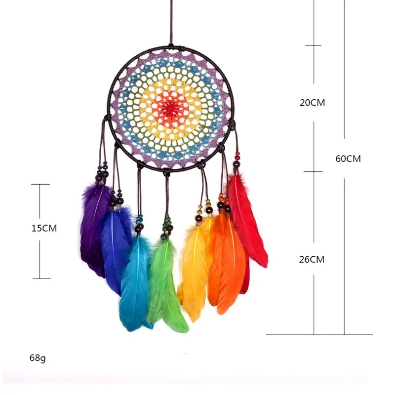 Handwoven Dreamcatcher Hanging Delicate Feather Embellishment Creative Suspended Mobile for Home Interiors Wind Chime Decoration