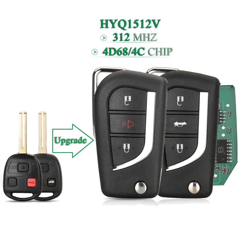 

jingyuqin HYQ1512V 312МГц 4D68/4C чип, 3 кнопки, модифицированный для Lexus ES300 GS300 GS400 GS430 IS300 LS400 RX300 LX470, пульт дистанционного управления TOY48