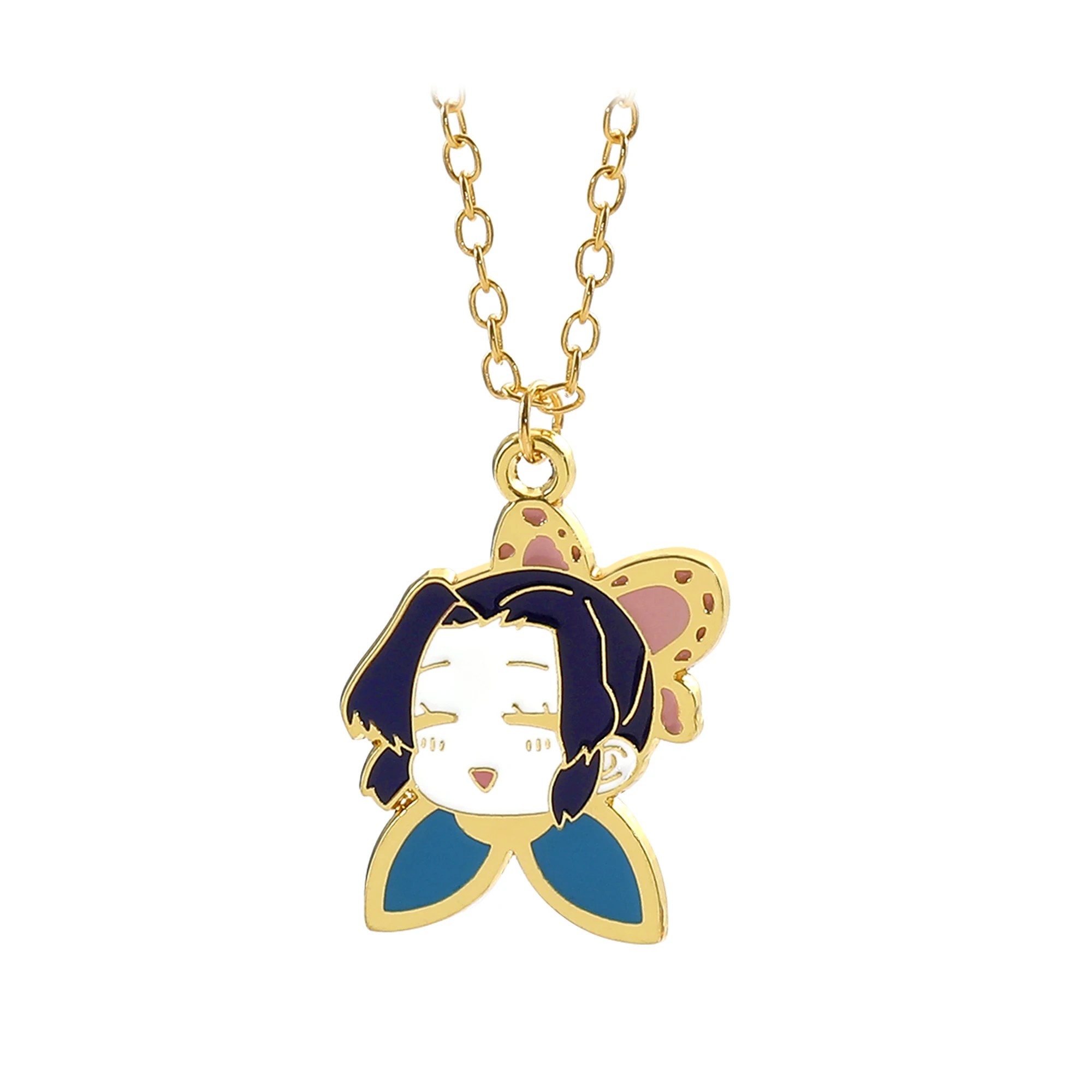 

Эмалевое ожерелье Demon Slayer с Танджиро и Шинобу Кочо, модный мультяшный кулон, ювелирный аксессуар для любителей аниме