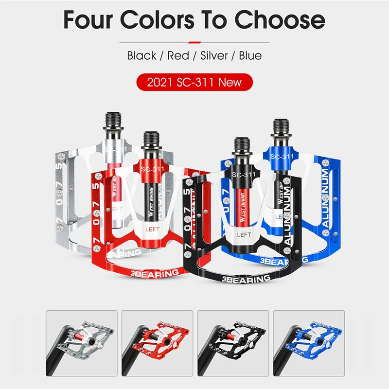 

New West Biking Bicycle Ultralight Pedals Mtb Road Bike Pedal Cycling Sealed Bearing Bike Pedals Aluminum Alloy Flat Pedals
