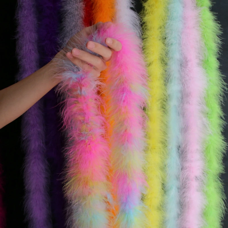 White Turkey Feather Boa 2m 15g Fluffy Feathers for DIY Shoes Decoration Car Mat Clothes Party Crafts Accessories