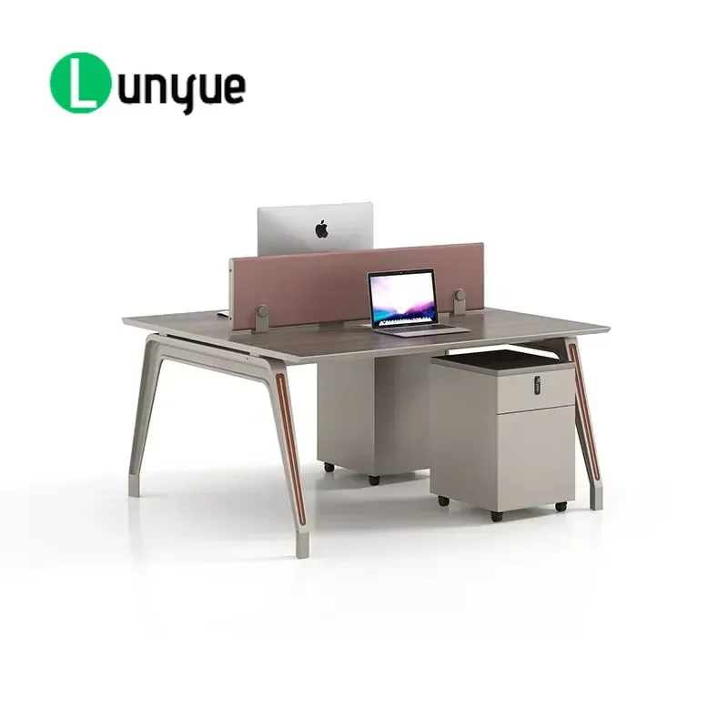Modern 2 Person Office Workstation Computer Desk Modular Cubicle Staff Furniture Desktop for Home Business Workspace Durable
