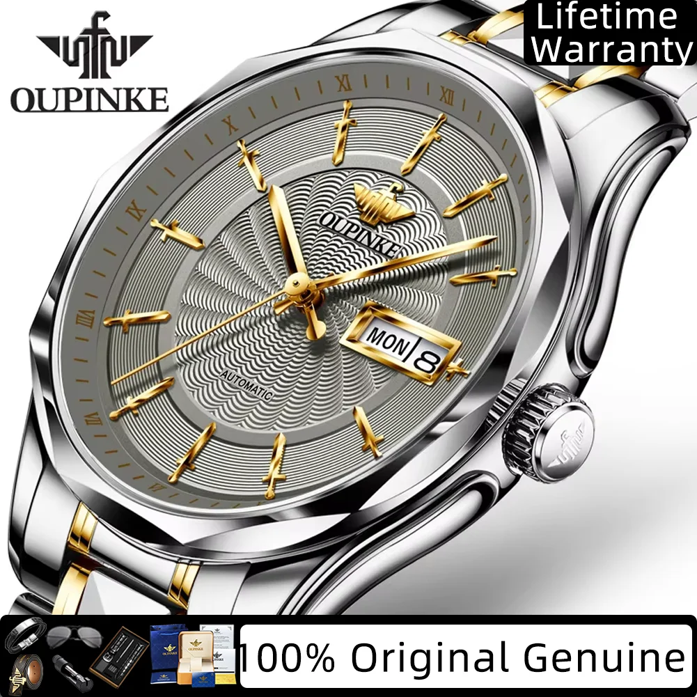 

OUPINKE автоматические часы для мужчин, японский механический механизм, водонепроницаемые мужские часы с двойным календарем (серия Twelve Knight) 3172