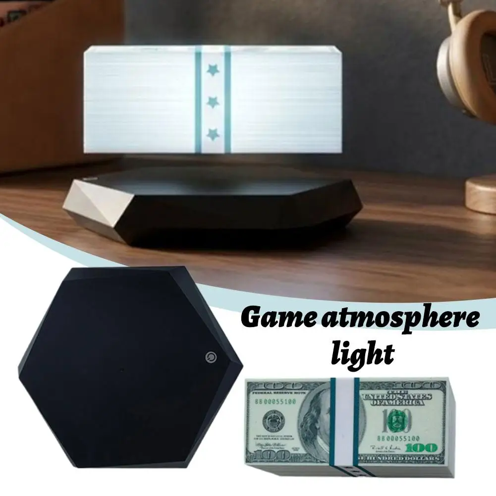 New Cool Magnetic Levitation Dollar Sign Floating 3D Illusion Nightlight High Tech RGB Gaming Desk USB LED Decor
