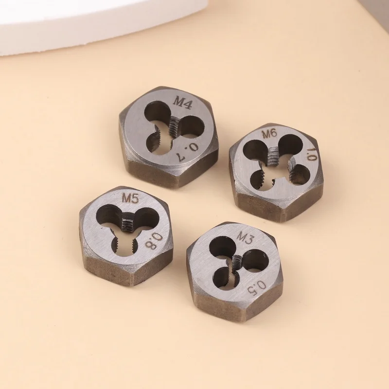 NEW Metric Thread Hexagon Die Hex Cutting Threads Screw Hexagonal Dies M3*0.5 M4*0.7 M5*0.8 M6*1.0 Hand Thread Dies