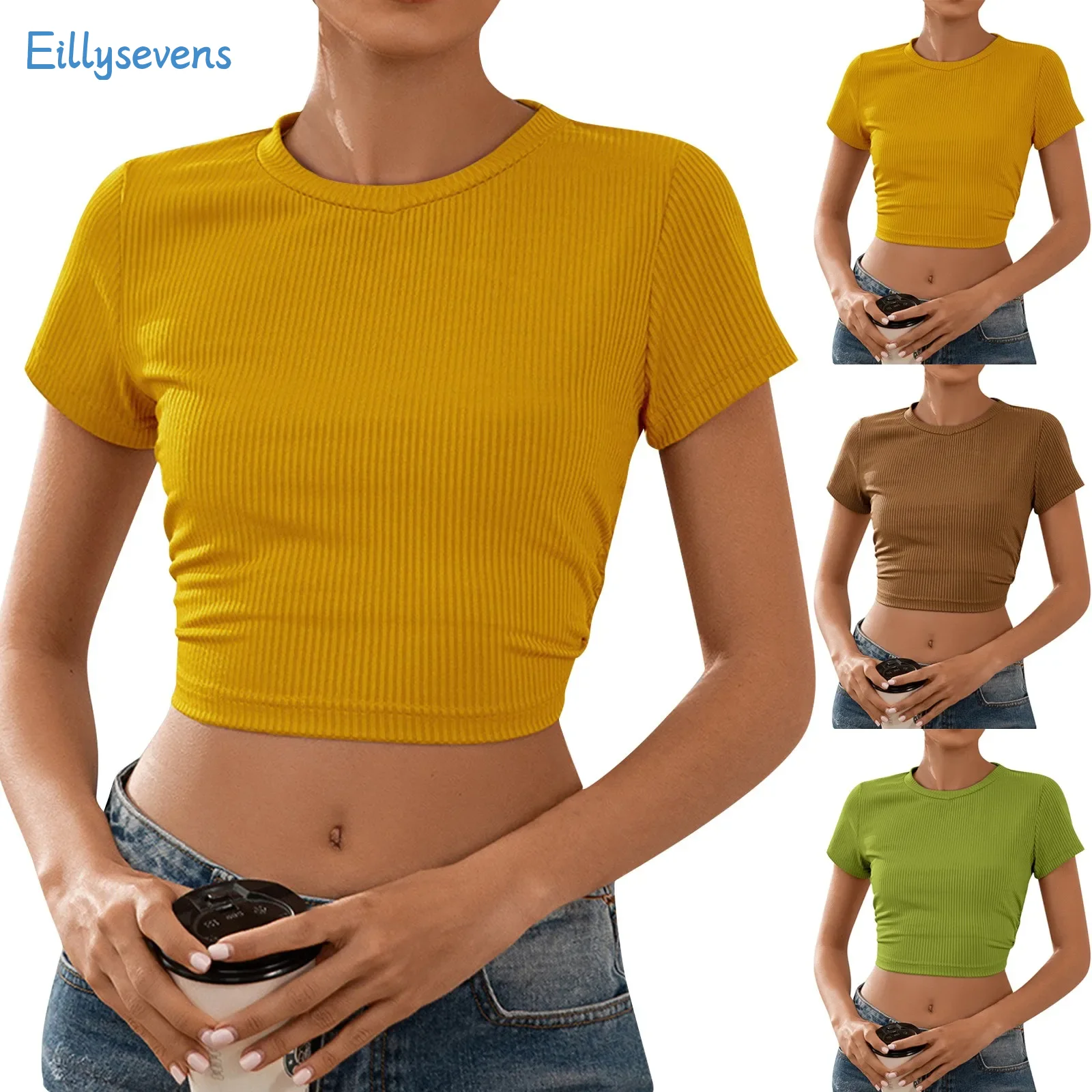 เสื้อโชว์สะดือผู้หญิง, เสื้อแฟชั่นลำลองใหม่ฤดูร้อนเซ็กซี่เสื้อผูกเชือกเปิดหลังสั้นพิเศษเสื้อใส่ได้หลายโอกาสใส่ได้พอดีกับเสื้อแขนสั้นรัดรูป