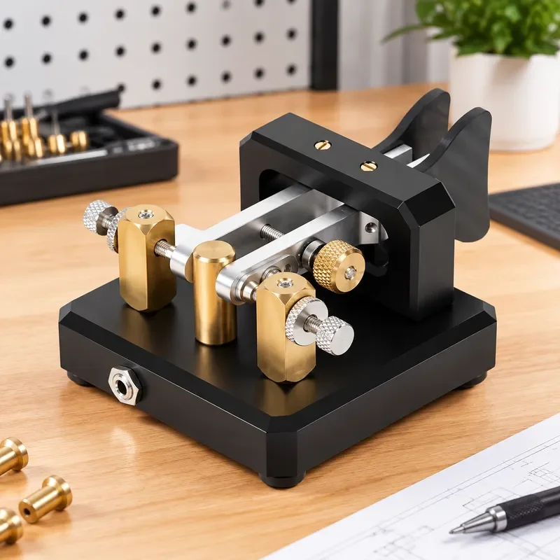 3.5mm Dual Paddle Morse Code Key Automatic CW Telegraph Tapper for Shortwave Radio Ham Amateur Station Practice Training