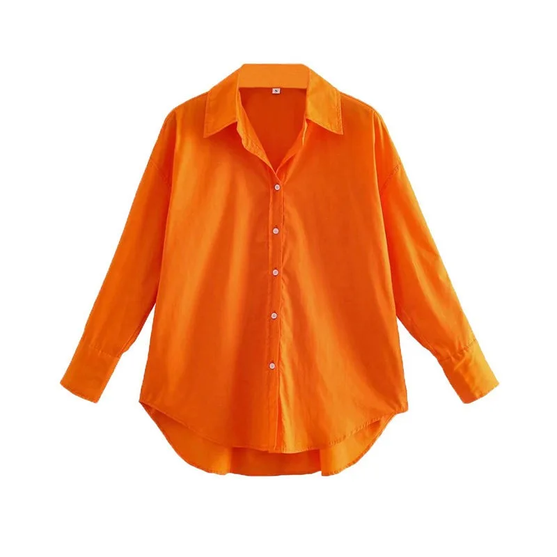 

Женские повседневные блузки на пуговицах 2026: шикарные топы, модная офисная одежда, свободные однотонные рубашки из поплина, винтажные с длинным рукавом