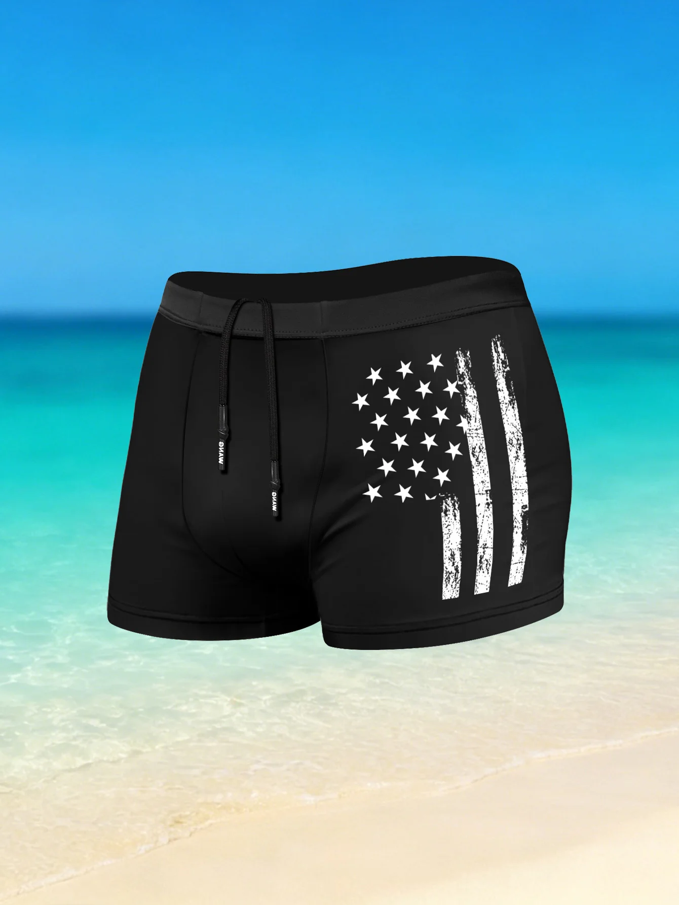 Men's Swim Shorts with Bold Sporty Motifs, Quick-Dry Stretchy Textile, Excellent for Pool and Gym Workouts image 6