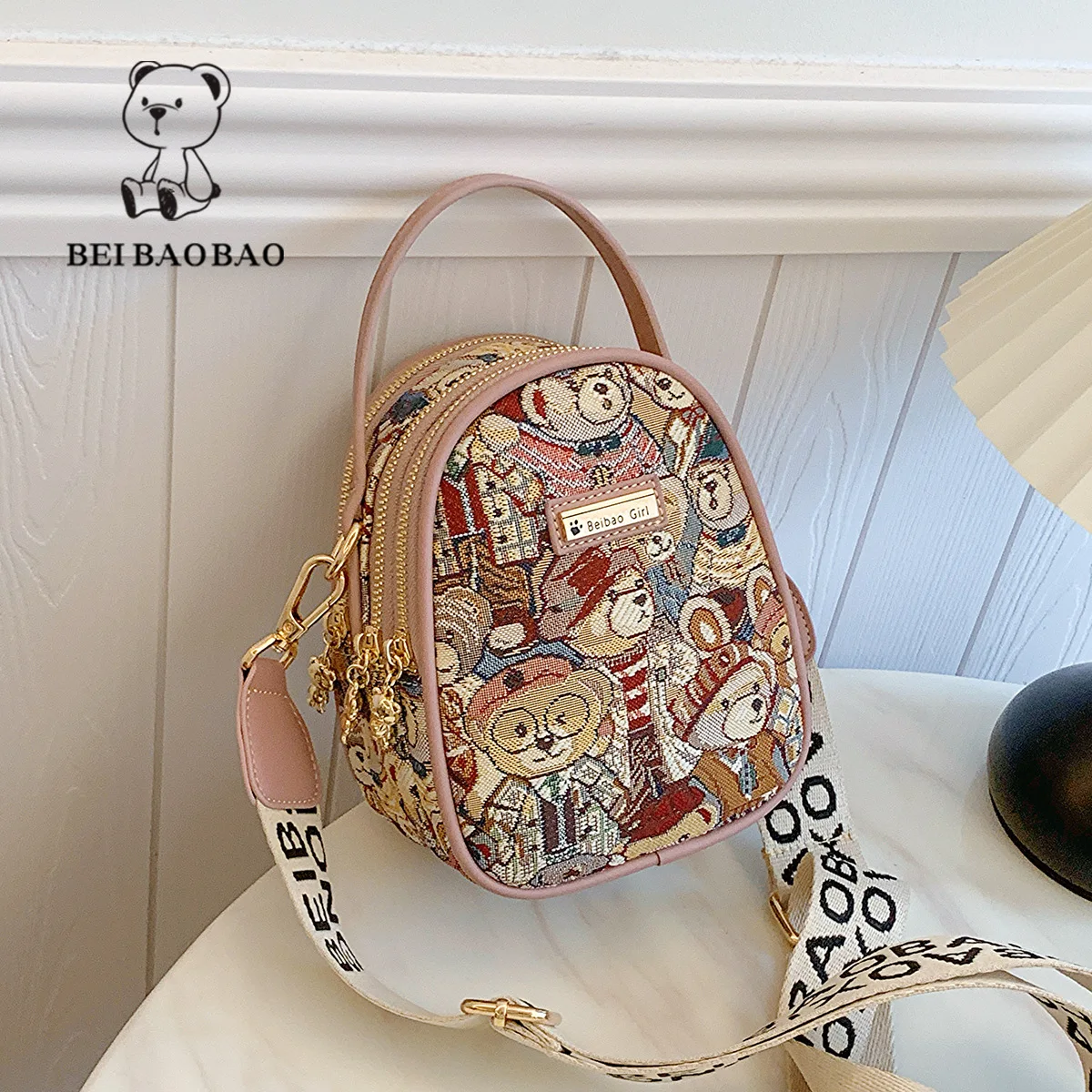 Beibaobao 2024 New Single Shoulder Crossbody Bag Casual Bag Trendy Fashion Women\'s Bag Cartoon Bear Handbag Bolso de mujer