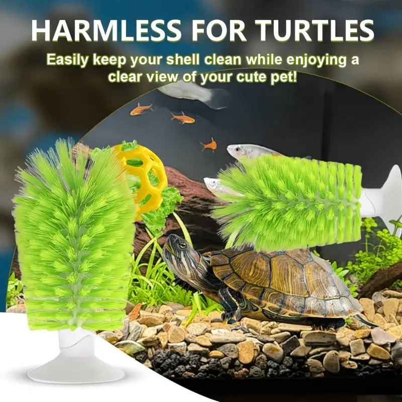 Turtle Shell Cleaning Brush With Sucker Turtle Tank Decor Turtle Feeding Ball Turtle Aquarium Ornaments view 5
