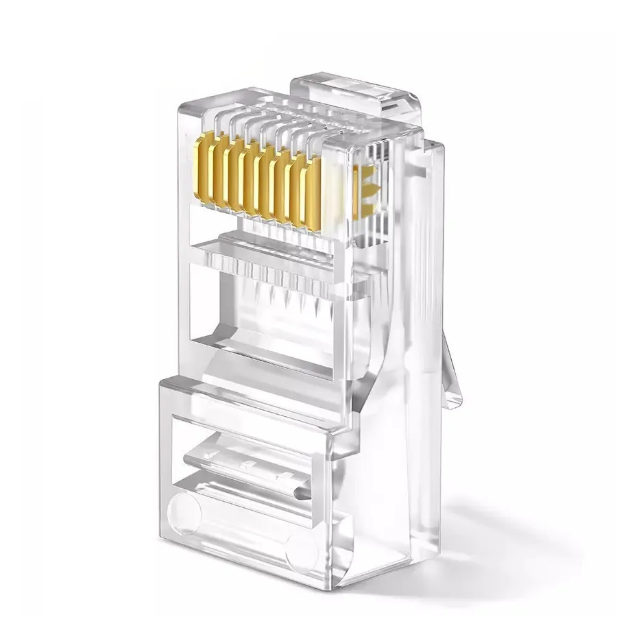 100pcs Cat6 Cat6e RJ45 Connector Module Plug 1000Mbps Ethernet Cables Adapter Gold Plated Network Crystal Heads