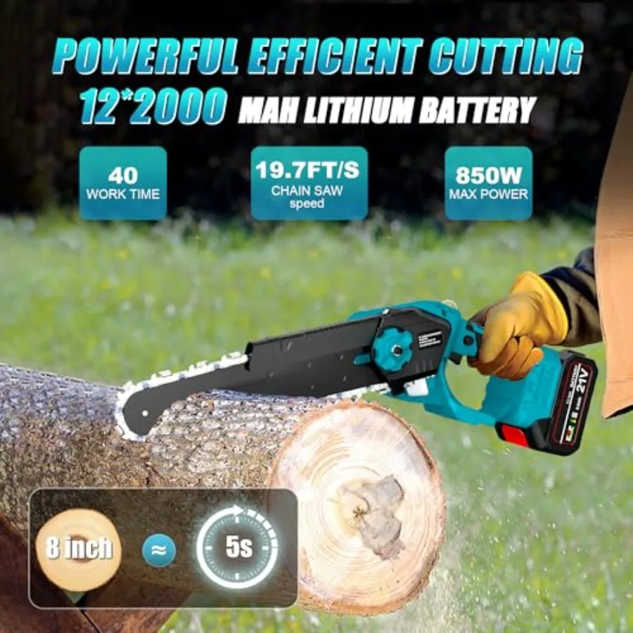 منشار كهربائي 2 في 1 لتقليم الأشجار وتقليم خارجي مع منشار كهربائي صغير لاسلكي مقاس 8 بوصة 21 فولت 2.0 أمبير في الساعة يعمل بالبطارية #2