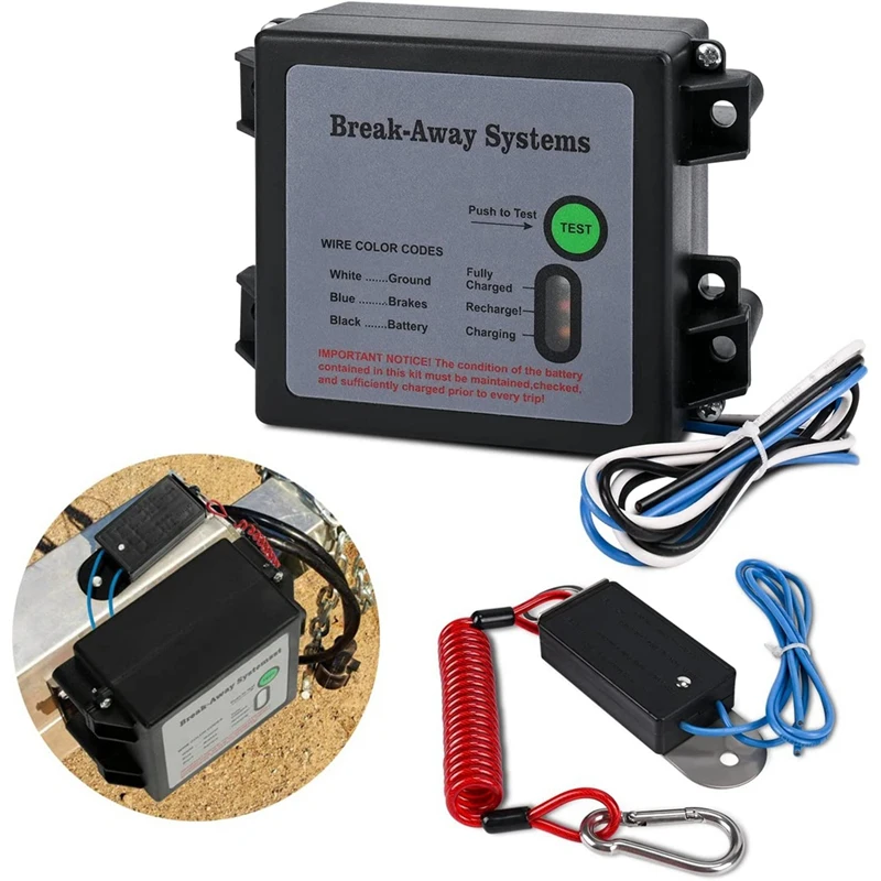 

Trailer Brakes Breakaway Kit With Switch LED Test Light Electric Breakaway System Universal Trailer Brake Controller