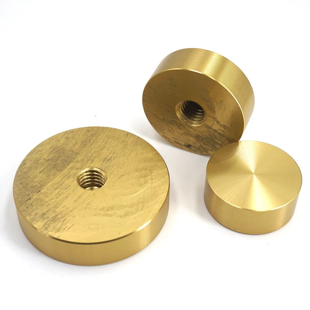 Adattatore da tavolo in vetro e alluminio dorato Cerchio Blocco metallico Disco 10 mm di spessore 20/25/30/40 mm - M8