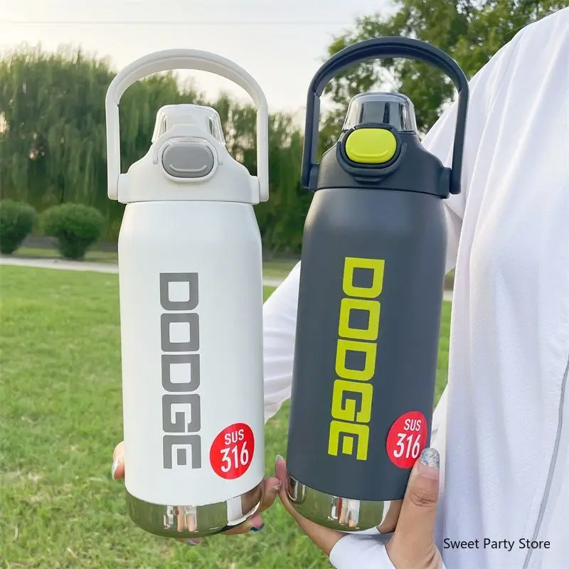 DODGE 950/1200ML Stainless Steel Thermal Water Bottle With Straw Cold and Hot Tumbler Insulated Cup Outdoor Sport Travel Kettle