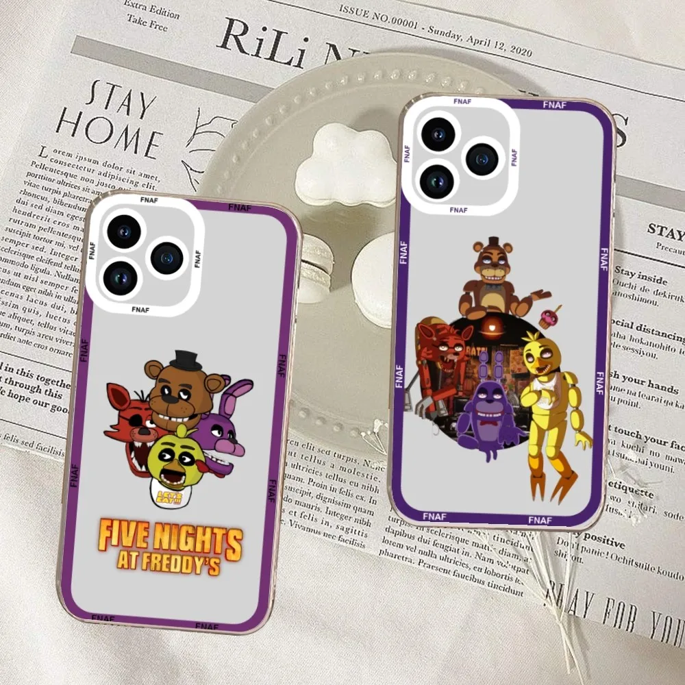 Fnaf Five-nights-At-Freddys Anime Phone Case For iPhone 11 12 Mini 13 14 Pro Max Transparent Shell