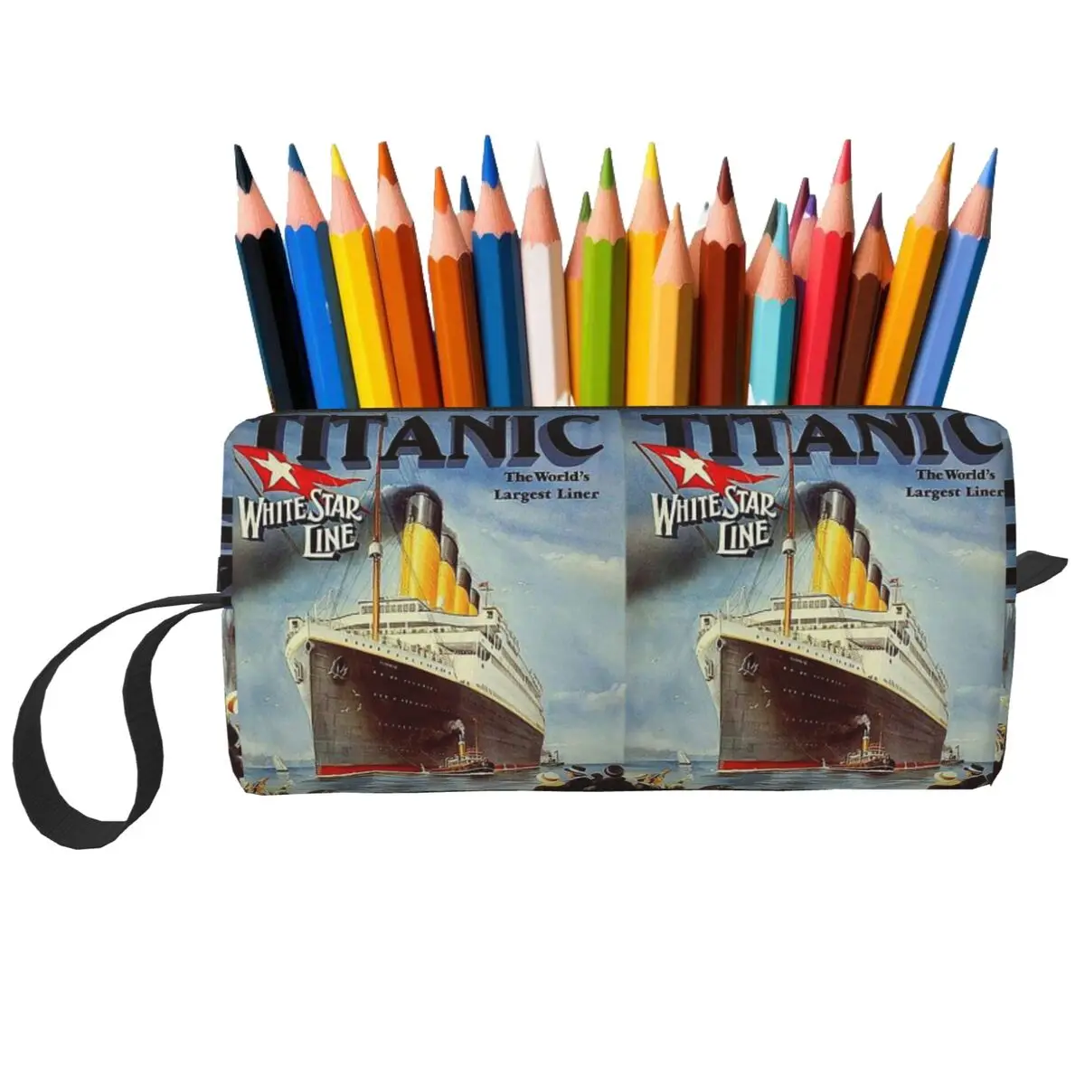 Titanic White Star Line Pencil Case for Boys Girls School Pen Box Pencil Bag Stationery Supplies Travel Women Organizer Pouch