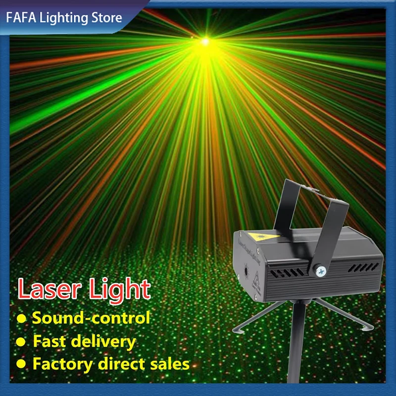 

Sound Control LED Stage Light Christmas Projector For DJ Dance Disco Bar Party Portable 2 in 1 Mini Laser Lights Flash Light