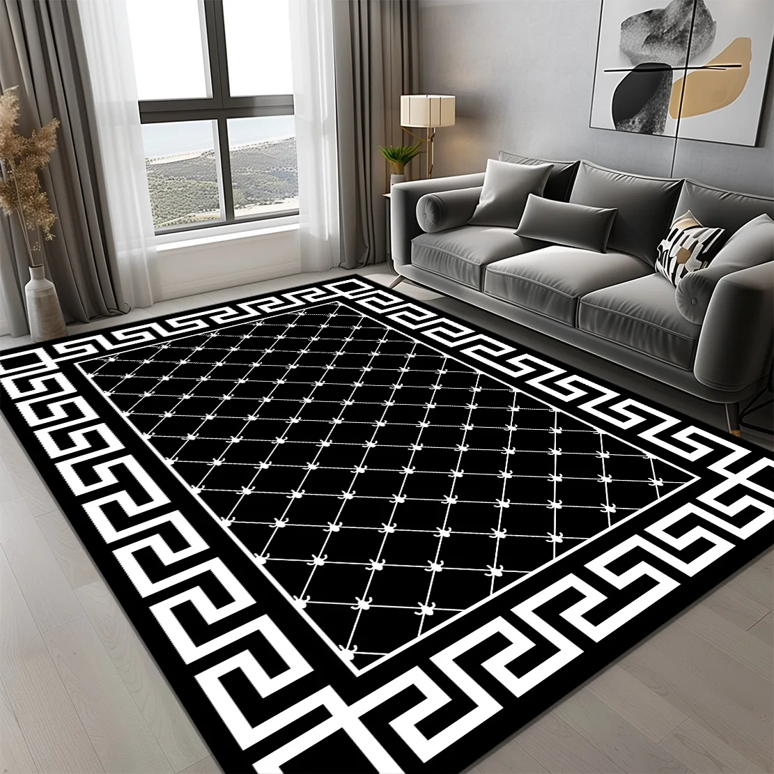 Modern Luxury Carpet for Living Room Minimalist Black and White Decoration Home Sofa Table Area Rug Soft Bedroom Mat Bedside 러그