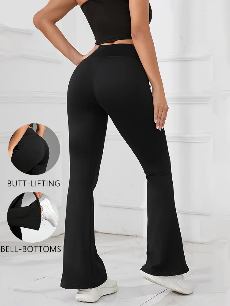 

Женские летние супермягкие расклешенные брюки с высокой талией, леггинсы с эффектом коррекции живота, быстросохнущие, дышащие, для йоги, брюки-клеш.