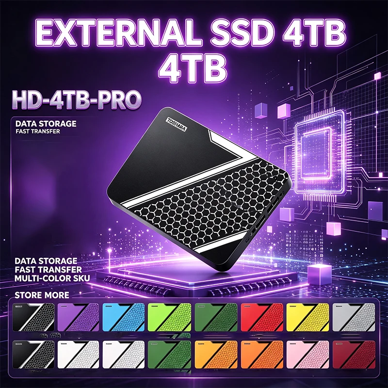 13 Colors 4TB Portable External Solid State Drive Ultra Fast USB3.2 External SSD Multi Colors for PC Laptop Mobile Data