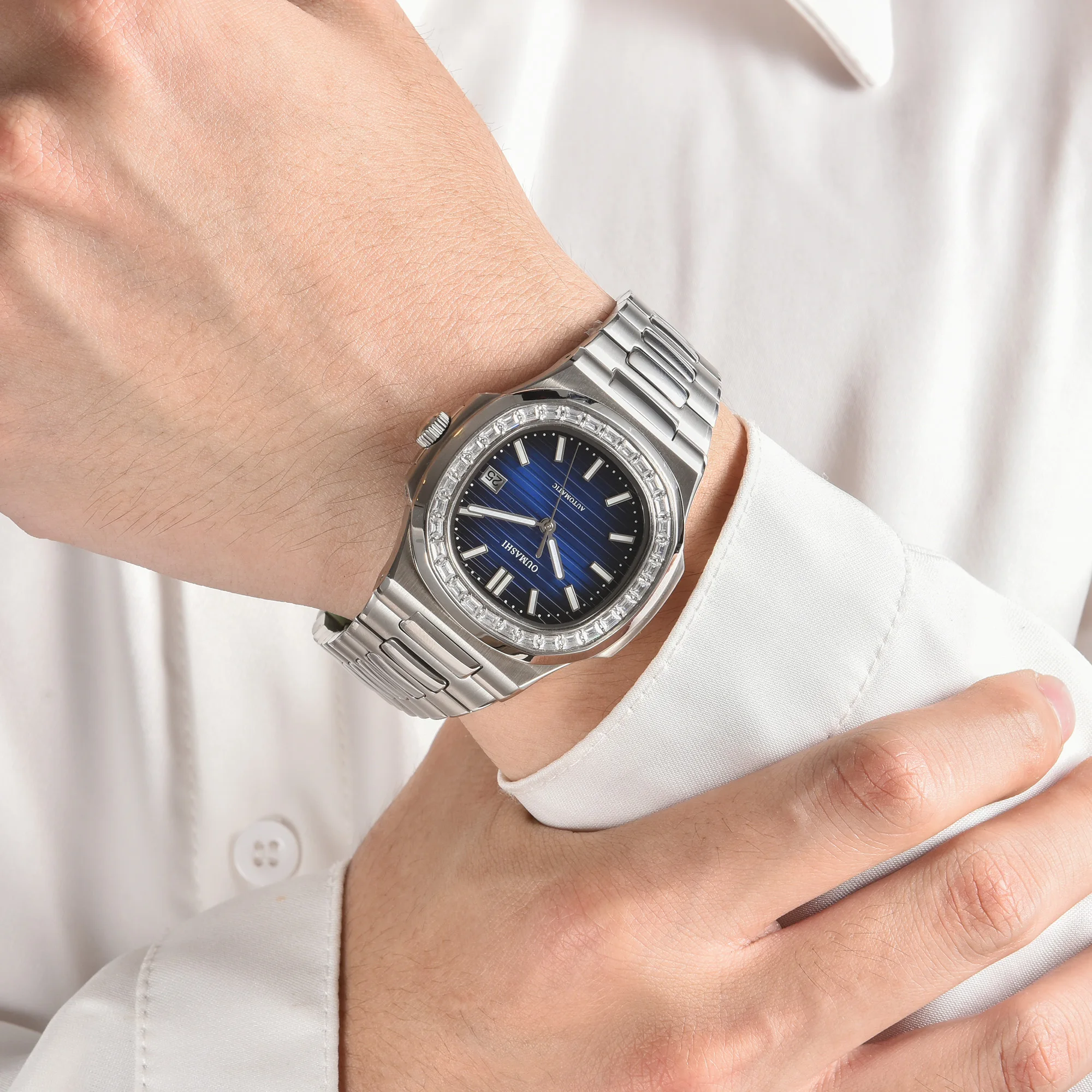 ساعة رجالية NH35A ساعة زجاج الياقوت NH35 حركة أوتوماتيكية ساعة ميكانيكية 10Bar مقاومة للماء ساعة فاخرة