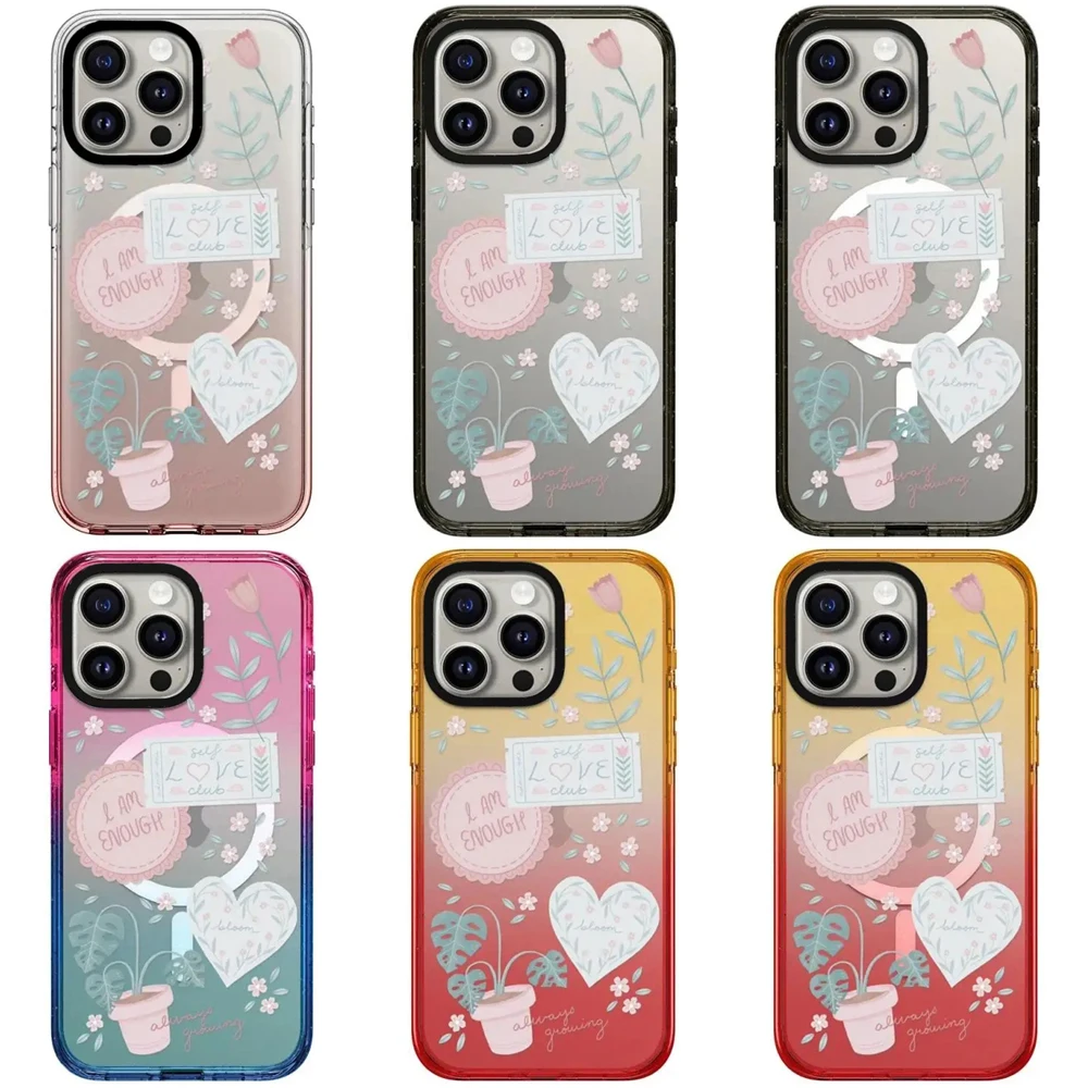 

Cartoon Flowerpot Transparent Magnetic Phone Case Cover for IPhone 12 13 14 15 Pro Max Case