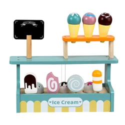 Dessert Shop Pretend Play Game Wooden Magnetic Simulation Ice Cream Shop Toy