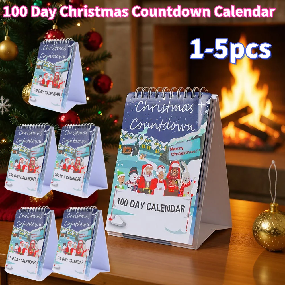 

1-5 шт. 100-дневный рождественский календарь обратного отсчета, настольный адвент-календарь для рождественского домашнего стола, отрывной календарь обратного отсчета, декор стола