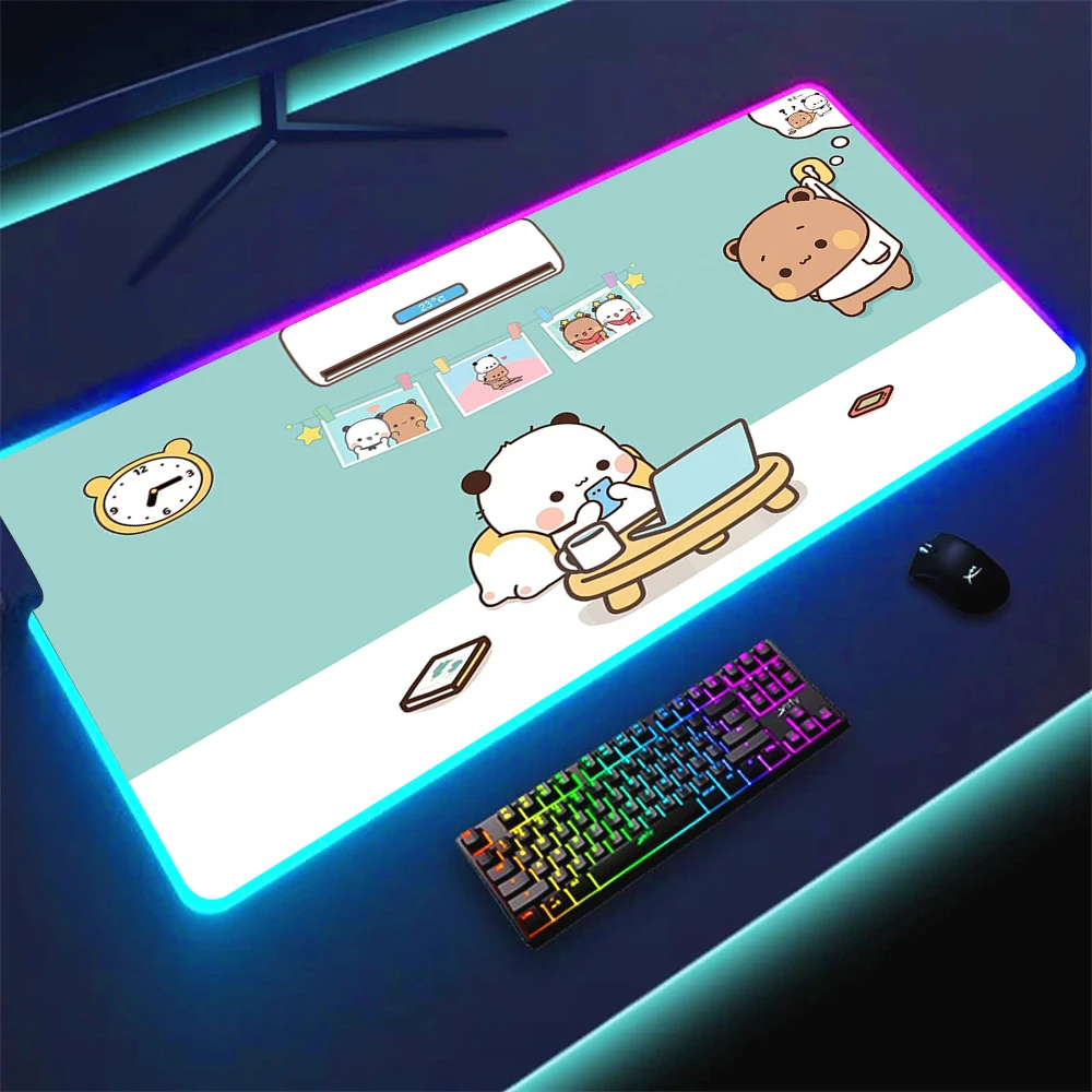 Led Mousepad Gaming Kawaii Bear Yi Er He Bu Bu Bu Rgb Mouse Pad Computer Desk Accessories Backlight Table Mat Cheap Pc Gamer Xxl