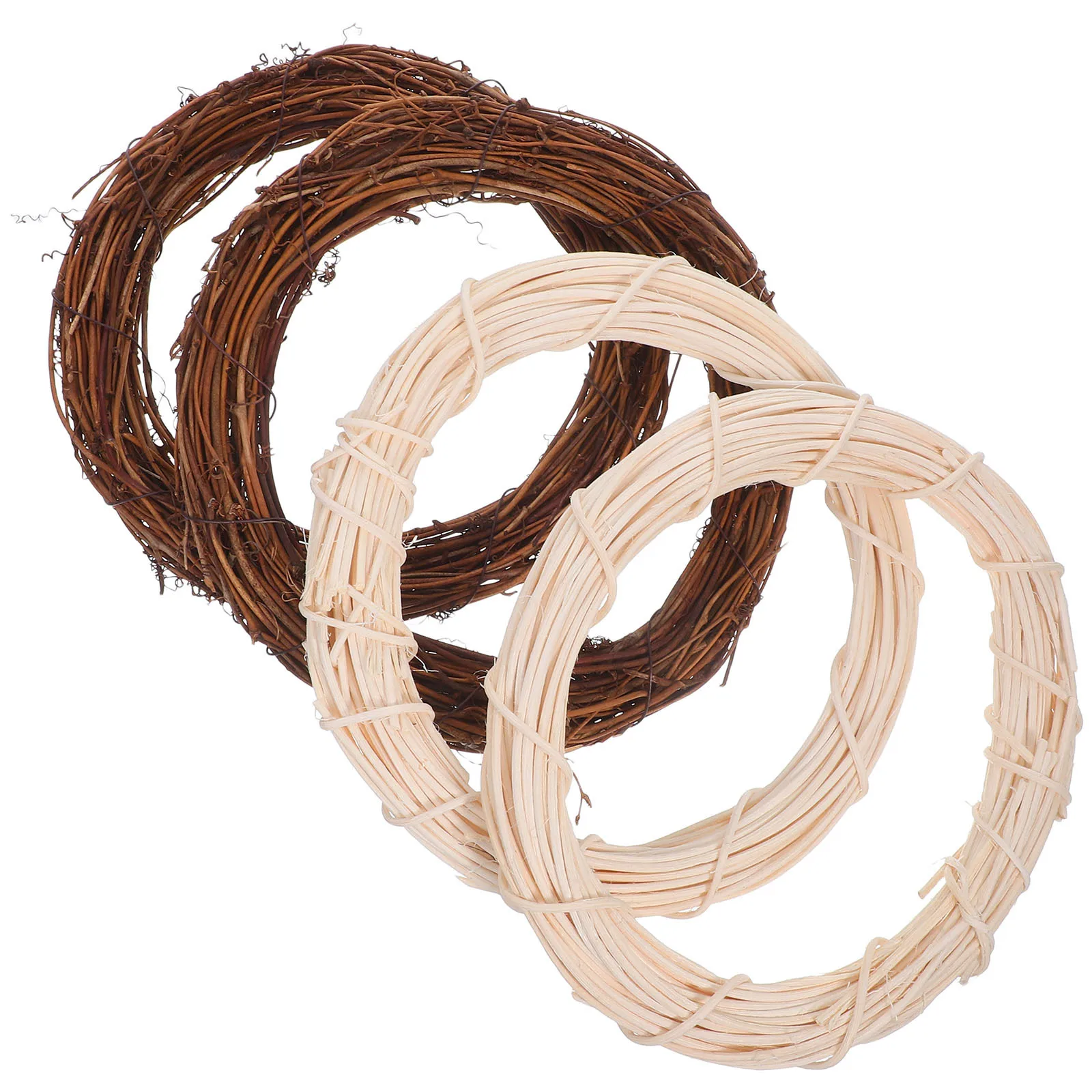 

4pcs 7.86" Vintage Wreath Decor Natural Twig Wreath Base For Diy Home Wedding Christmas Fall Halloween Craft Rattan Ring Wall