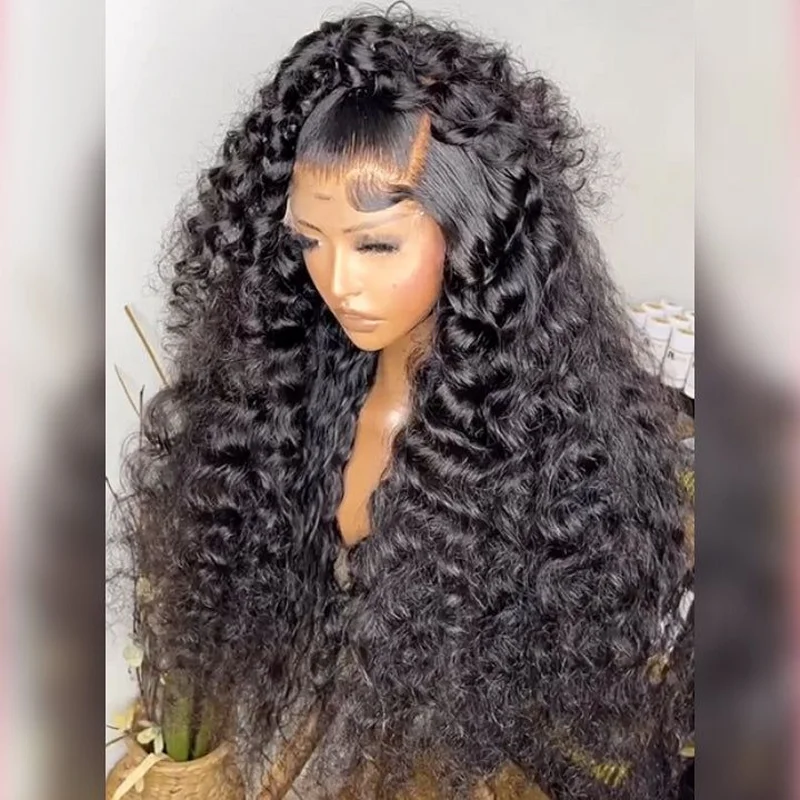 Glueless Soft 180 Density Deep Kinky Curly 26 inch Long Black Lace Front Wigs For African Women Babyhair PrePlucked Daily