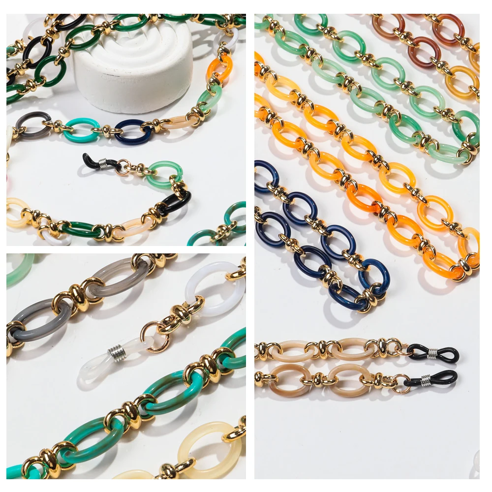 New Colorful Acrylic Oval Link Glasses Chain Strap for Women 70cm Hanging Neck Mask Rope Sunglasses Lanyard Cord Accessories